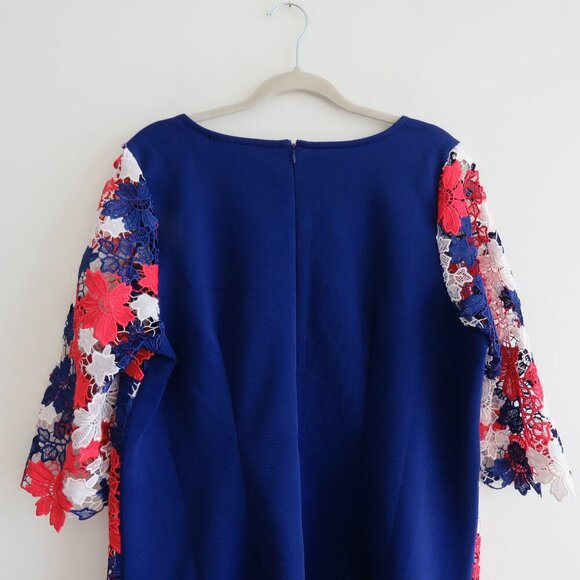 ELOQUII STUDIO Red White Blue Lace Overlay Sheath Dress Evening - Size US 14 - Picture 14 of 16